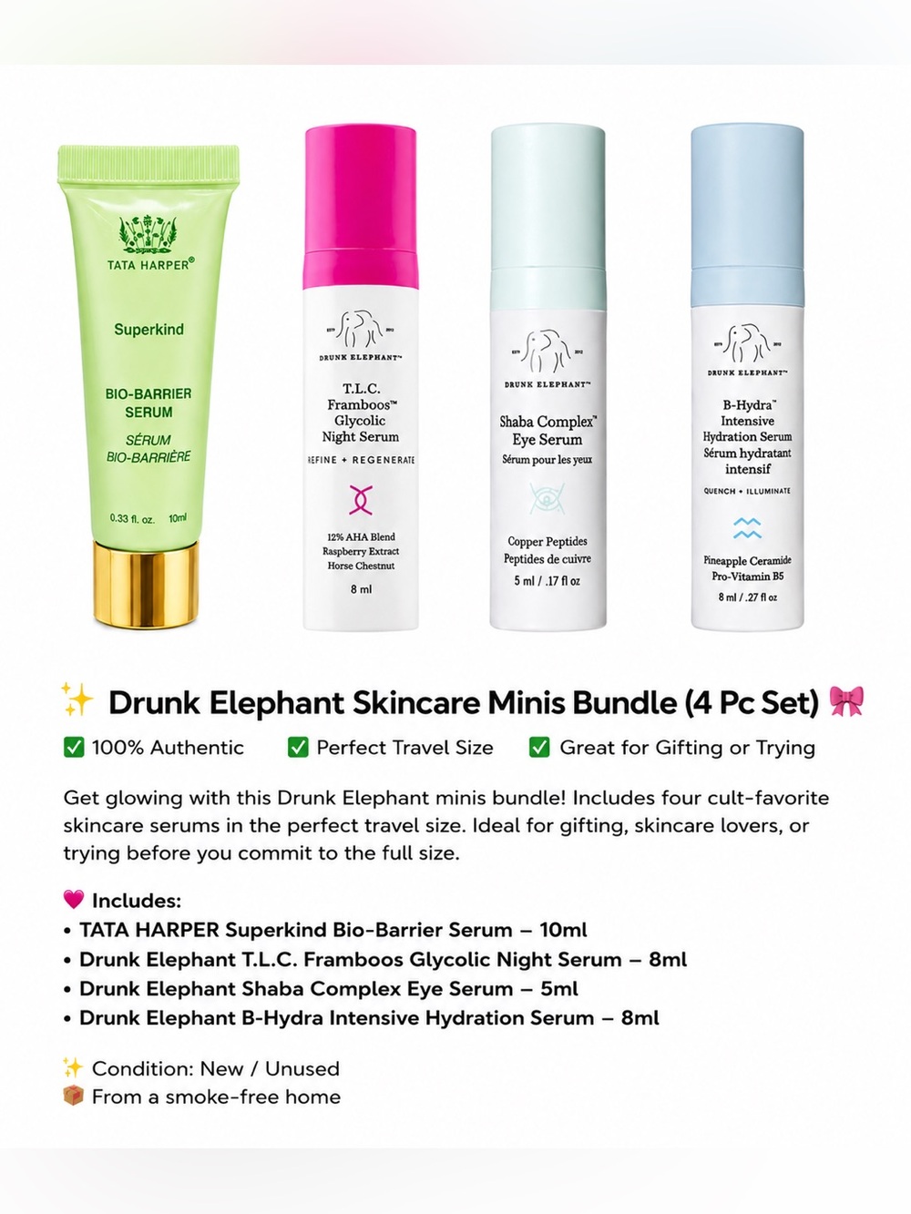 NEW Choose 1 Drunk Elephant Skin Serum or Tata Harper Skin Serum